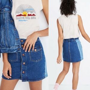Madewell Stretch Denim Straight Mini Skirt: Pieced Edition